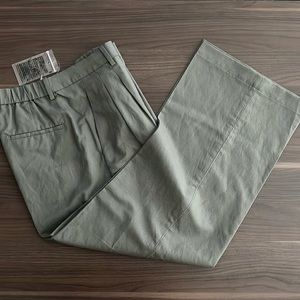 Uniqlo wide leg cotton linen pants dark olive